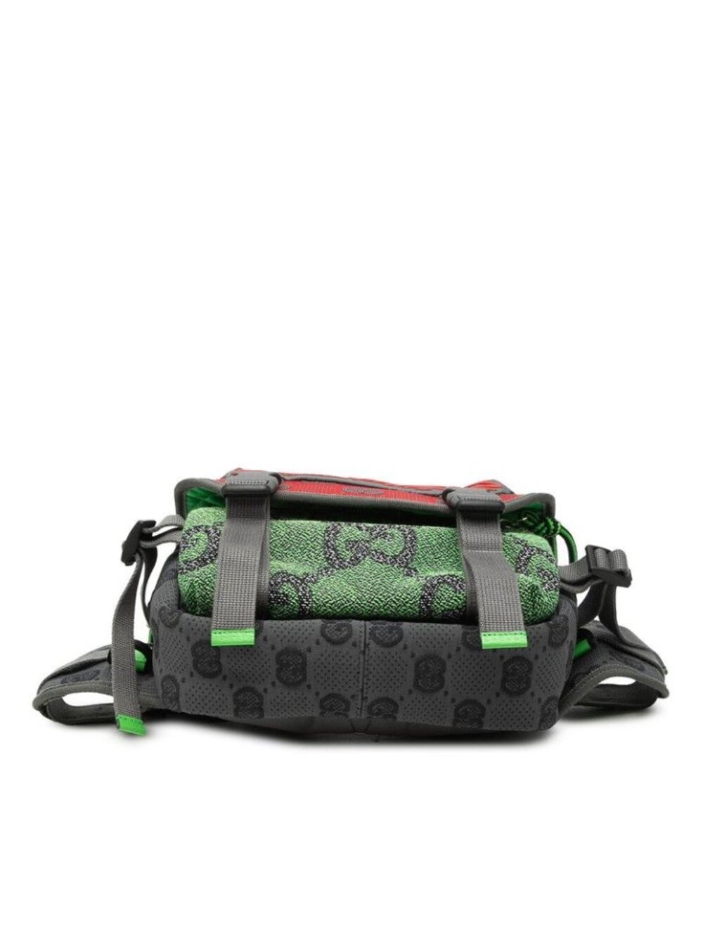 Gucci GG Nylon Small Backpack Belt Bag Red Green Gray Leather Rubber - Picture 3 of 8